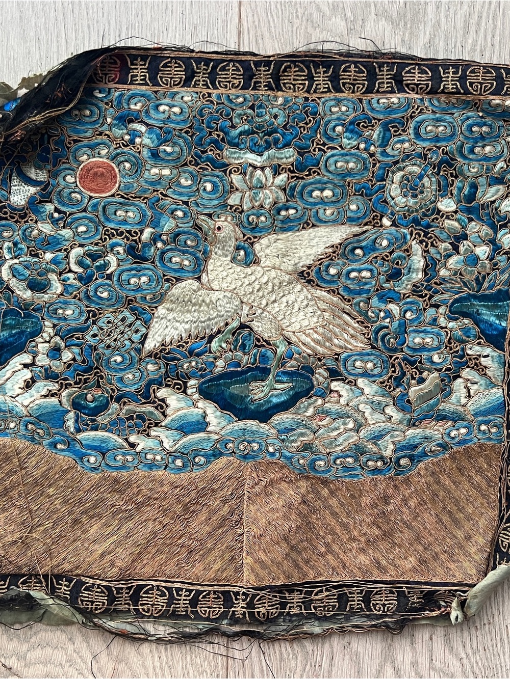 Vintage Embroidered Silk Textile Fabric Pieces 1940’s Antique Era - Picture 3 of 11